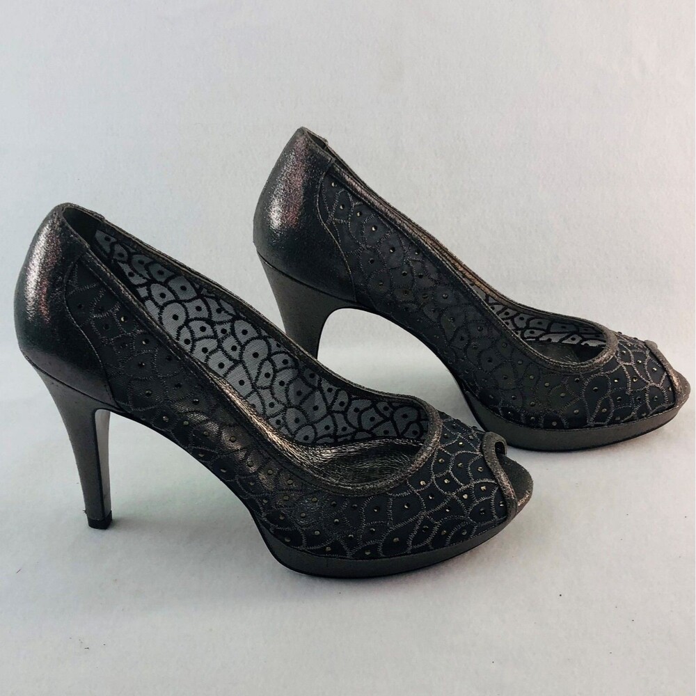 Adrianna Papell Womens 8.5 Gold Champaign High Heel Shoes Pump Jeweled - Picture 12 of 13